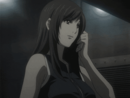 A Black And White Drawing Of A Woman With Long Hair GIF