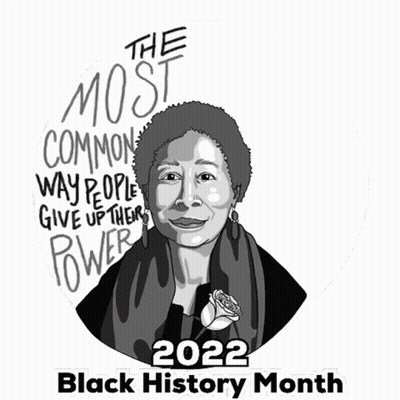A Black And White Drawing Of A Woman With The Words " The Most Common Way People Give Up Their Power " Surrounding Her GIF