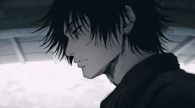 A Black And White Drawing Of A Young Man With Long Hair GIF