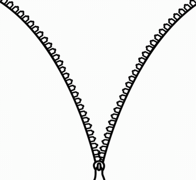 A Black And White Drawing Of An Open Zipper GIF