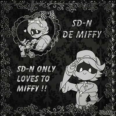 A Black And White Drawing Of Sd-N And De Miffy GIF
