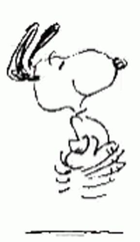 A Black And White Drawing Of Snoopy With His Eyes Closed . GIF
