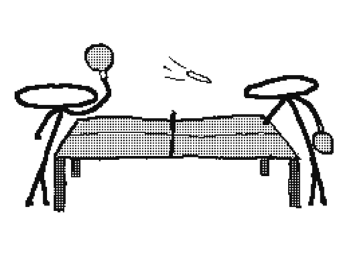 A Black And White Drawing Of Stick Figures Playing Ping Pong GIF
