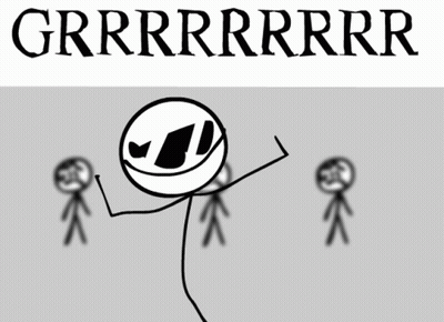 A Black And White Drawing Of Stick Figures With The Word Grrrrrrrr Written Above Them GIF