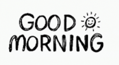A Black And White Drawing Of The Words `` Good Morning '' And A Smiling Sun . GIF
