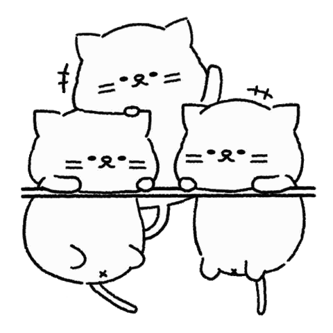 A Black And White Drawing Of Three Cats With Mathematical Equations Sticker
