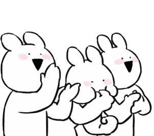 A Black And White Drawing Of Three Rabbits Standing Next To Each Other And Clapping . Sticker