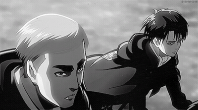 A Black And White Drawing Of Two Anime Characters With E-R-R-U-I-N Written On The Bottom Right GIF
