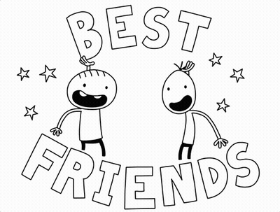 A Black And White Drawing Of Two Boys Holding Hands With The Words Best Friends Above Them GIF