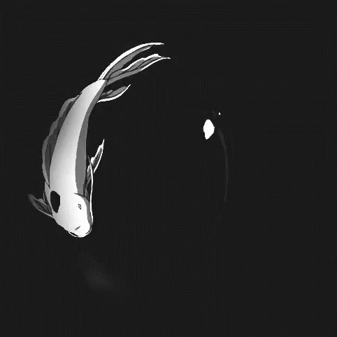 A Black And White Drawing Of Two Fish In A Circle GIF
