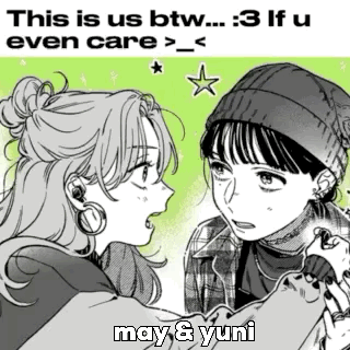 A Black And White Drawing Of Two Girls Looking At Each Other With The Caption This Is Us Btw 3 If U Even Care GIF
