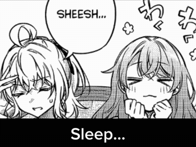 A Black And White Drawing Of Two Girls Saying Sheesh Sleep GIF