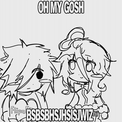 A Black And White Drawing With The Words Oh My Gosh In White Letters GIF