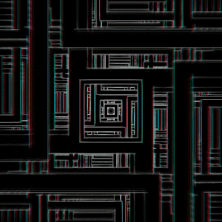 A Black And White Geometric Pattern With A Red And Blue Background GIF