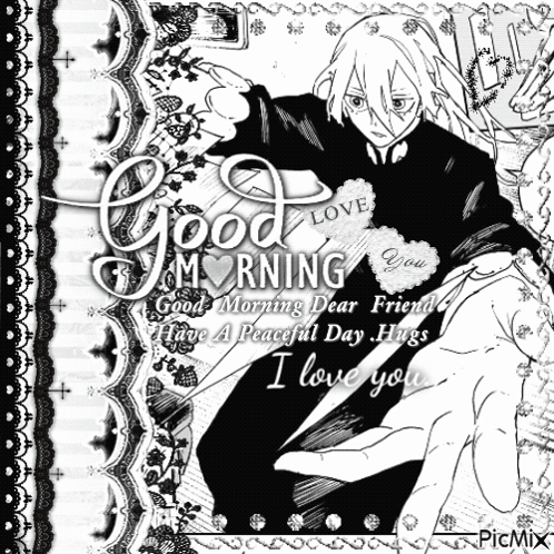 A Black And White Greeting Card That Says Good Morning GIF