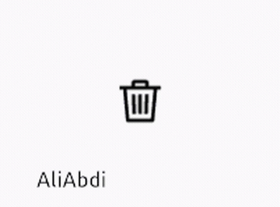 A Black And White Icon Of A Trash Can With The Name Aliabdi On The Bottom . GIF