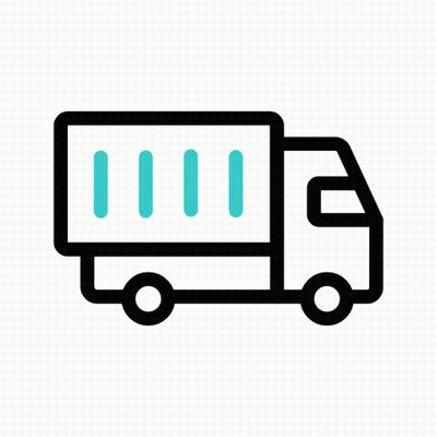 A Black And White Icon Of A Truck With A Container On It GIF
