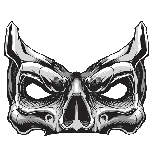 A Black And White Illustration Of A Skull Mask Sticker