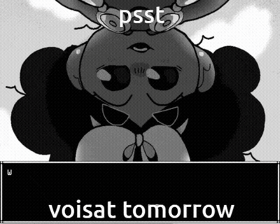 A Black And White Image Of A Cartoon Character With The Words Voisat Tomorrow Below It GIF