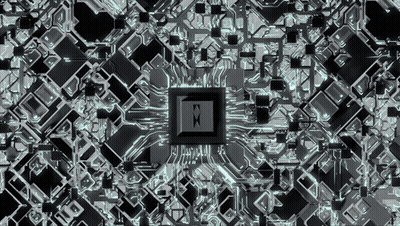 A Black And White Image Of A Computer Circuit Board GIF