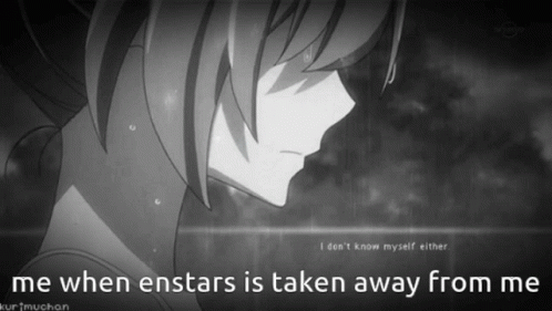 A Black And White Image Of A Girl With The Words Me When Enstars Is Taken Away From Me GIF