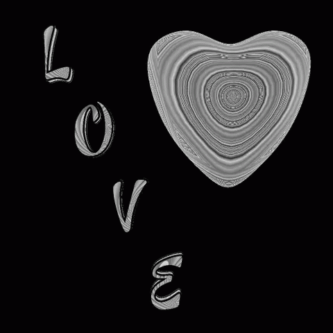 A Black And White Image Of A Heart With The Word Love Written Below It GIF