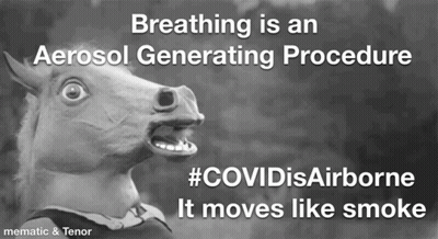 A Black And White Image Of A Horse With The Caption Breathing Is An Aerosol Generating Procedure GIF