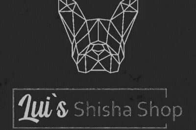 A Black And White Image Of A Logo For A Shisha Shop With A Geometric Design . GIF