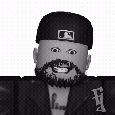 A Black And White Image Of A Man With A Beard Wearing A Hat GIF