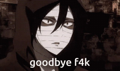 A Black And White Image Of A Man With A Hood And The Words Goodbye F4k GIF