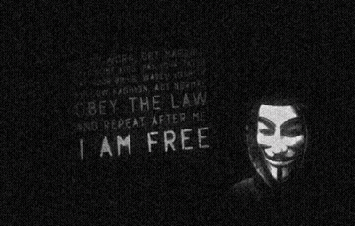 A Black And White Image Of A Man With A Mask And The Words Obey The Law And Repeat After Me GIF