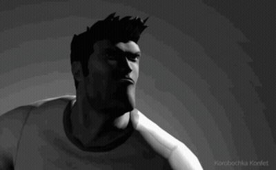 A Black And White Image Of A Man With The Word Korobotka On The Bottom Right GIF