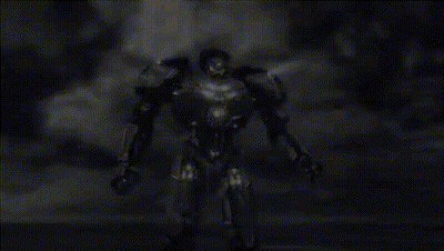 A Black And White Image Of A Robot With Smoke Coming Out Of It 'S Mouth GIF
