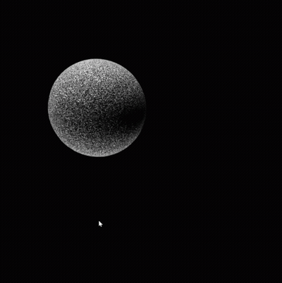 A Black And White Image Of A Sphere With A Smaller Sphere In The Background GIF