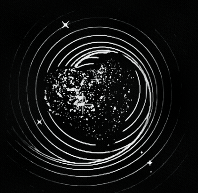 A Black And White Image Of A Swirl With A Circle In The Center GIF
