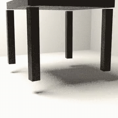 A Black And White Image Of A Table With A Shadow On The Floor GIF