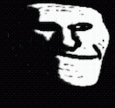 A Black And White Image Of A Troll Face With A Beard . GIF