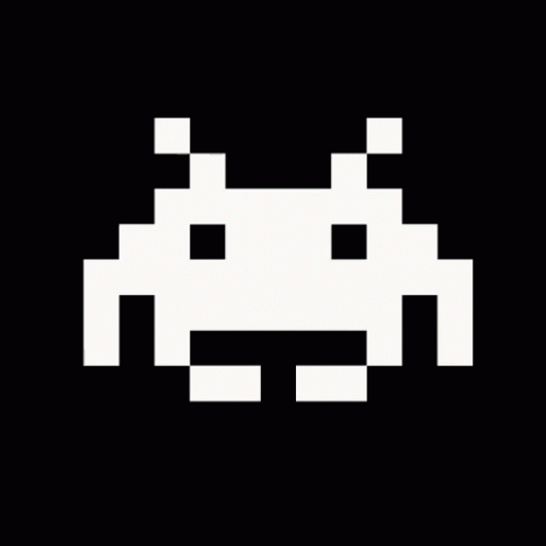 A Black And White Image Of An Invader From Space Invaders . GIF