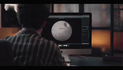 A Black And White Image Of The Death Star Made Of Lines . GIF