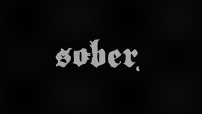 A Black And White Image Of The Word Sober Written In White Letters On A Black Background . GIF