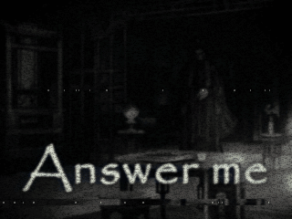 A Black And White Image With The Words Answer Me Written In White GIF