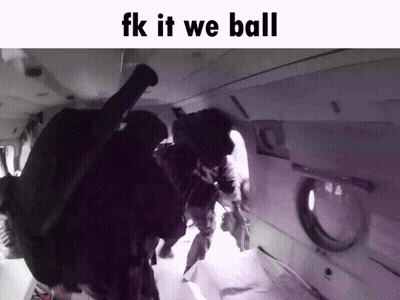 A Black And White Image With The Words " Fk It We Ball " At The Top GIF