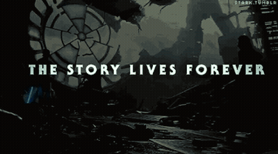 A Black And White Image With The Words The Story Lives Forever On It GIF