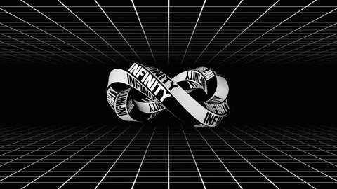 A Black And White Infinity Symbol Is Surrounded By A Grid . GIF