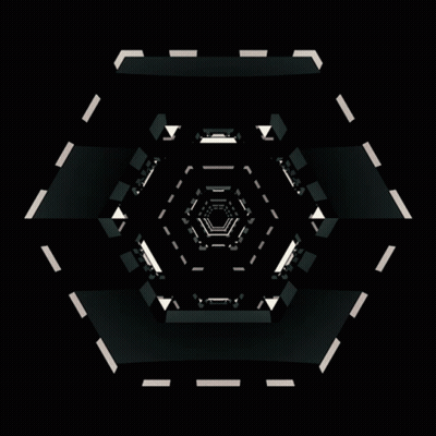 A Black And White Kaleidoscope Of Geometric Shapes And Lines GIF