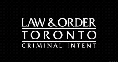A Black And White Logo For Law And Order Toronto Criminal Intent GIF
