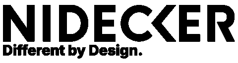 A Black And White Logo For Nidecker Which Is Different By Design Sticker