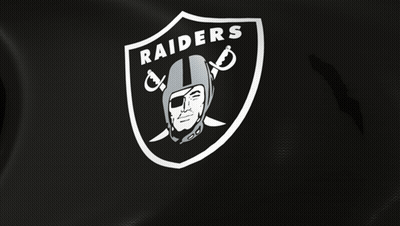 A Black And White Logo For The Raiders Football Team GIF