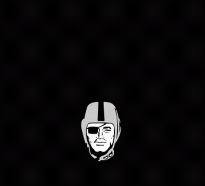A Black And White Logo For The Raiders With A Helmet And Swords GIF