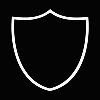 A Black And White Logo For The Raiders With A Man Wearing A Helmet And Two Swords GIF